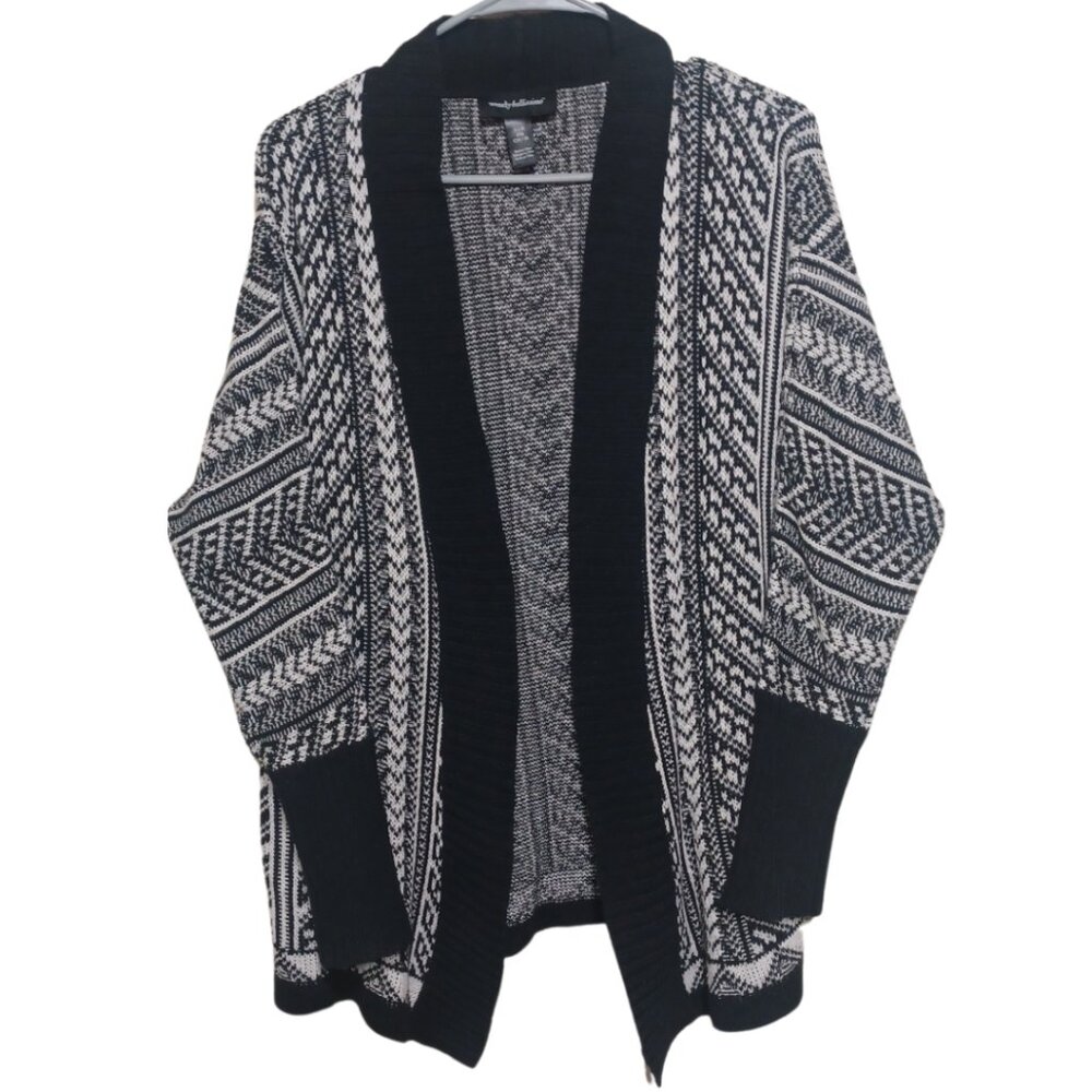 Wendy Bellissimo Maternity Knit Cardigan Sweater Black White Size S/M